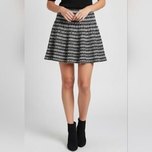 Cynthia Rowley Black and White Embellished A-Line Skirt Size XS